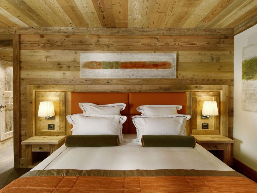 Luxurious bedroom inside the skiing resort at Courchevel