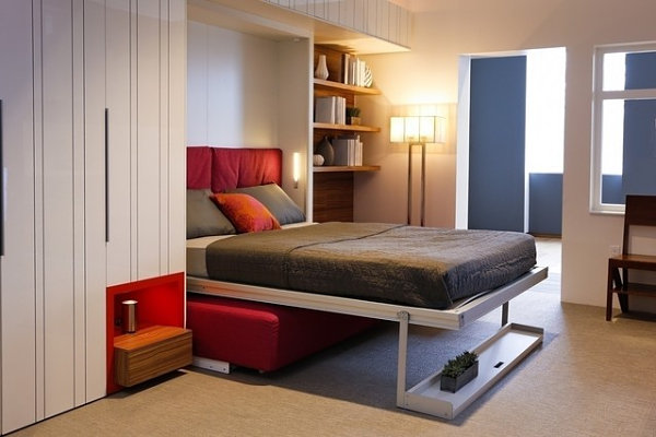 Murphy bed in a tiny apartment