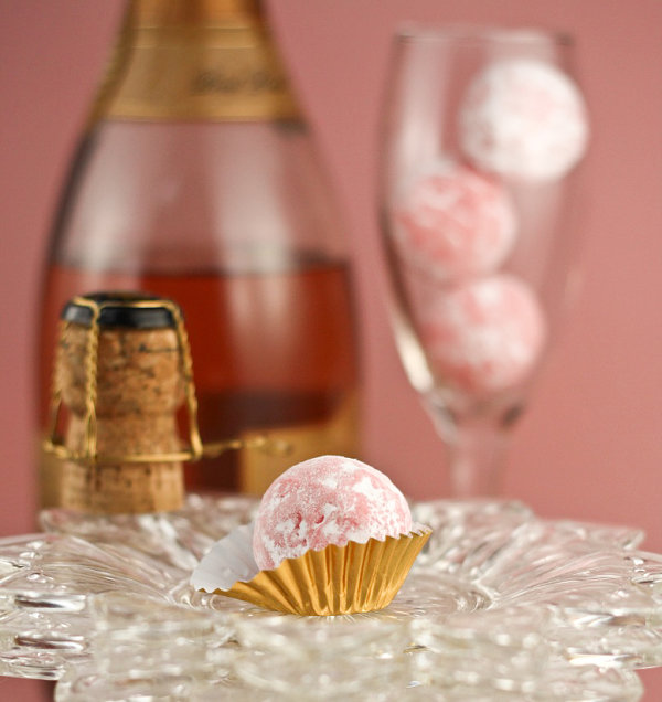 Pink champagne truffles