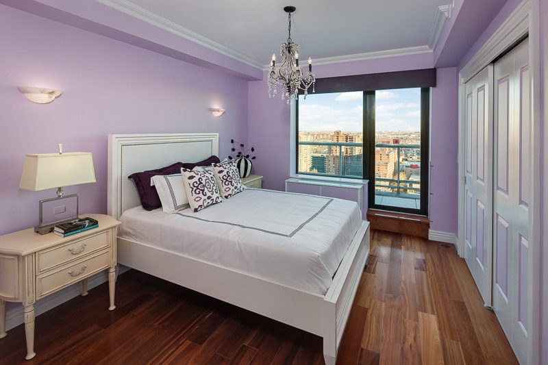 Plush bedroom in purple