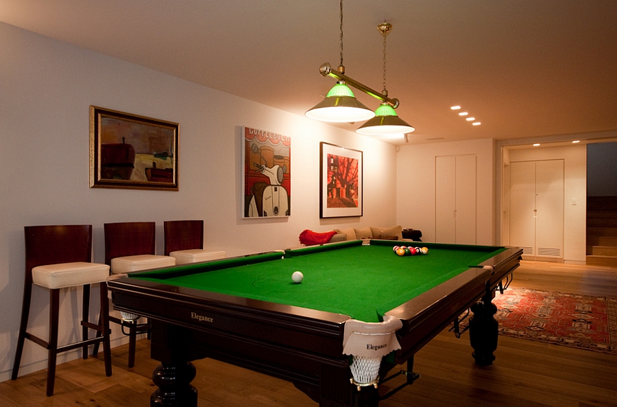 Pool table inside the house