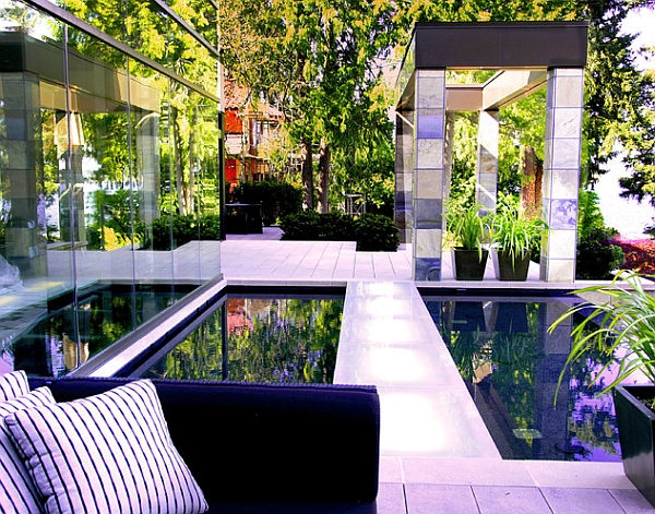 Posh reflecting pools become an extension of the interior