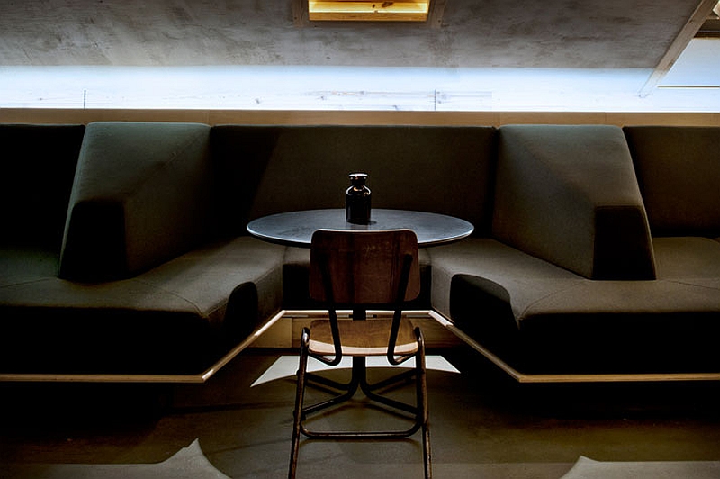 Seating space in the stylish attic bar