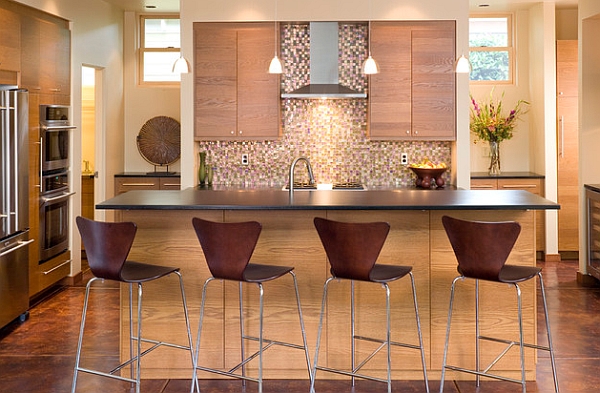 Series 7 Stools blend with the wooden tones of the kitchen