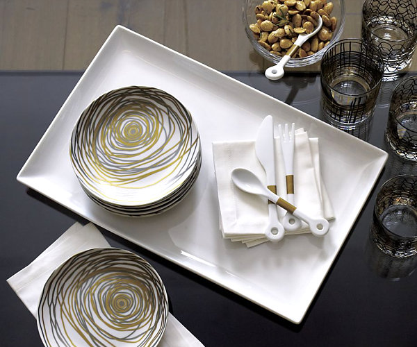 Silver and gold appetizer table