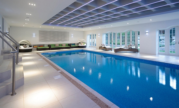 Sleek and contemporary indoor pool idea