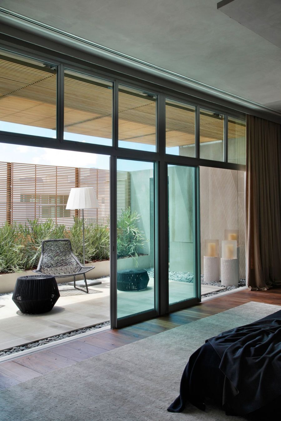 Sliding glass doors for the bedroom