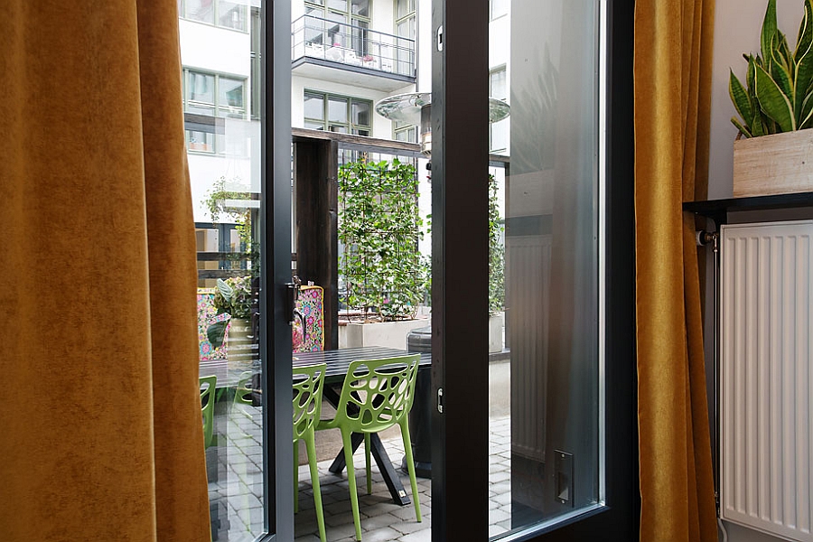 Sliding glass doors leading to the outdoor patio