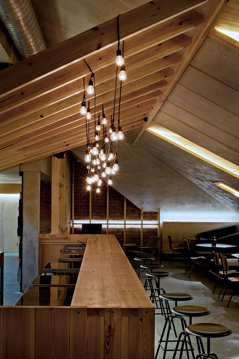 Sloped roof of the attic bar