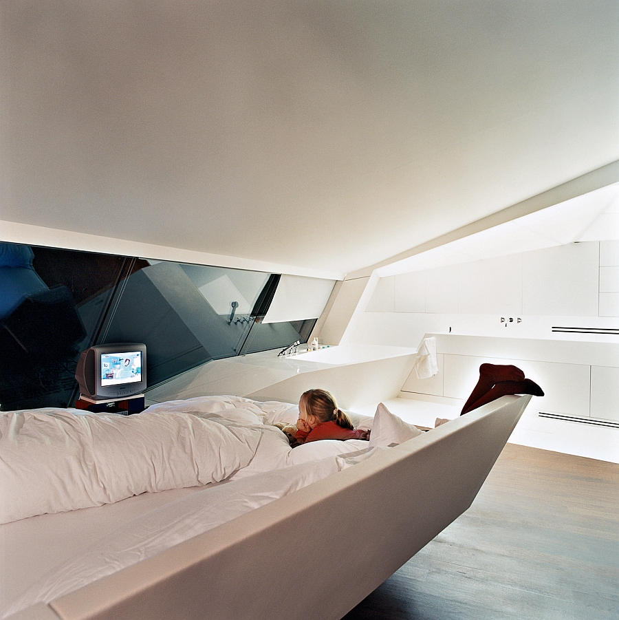Smart ceiling and decor design give the space-age style