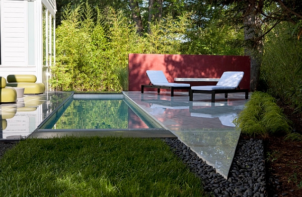 Smart seating space next to the reflection pool