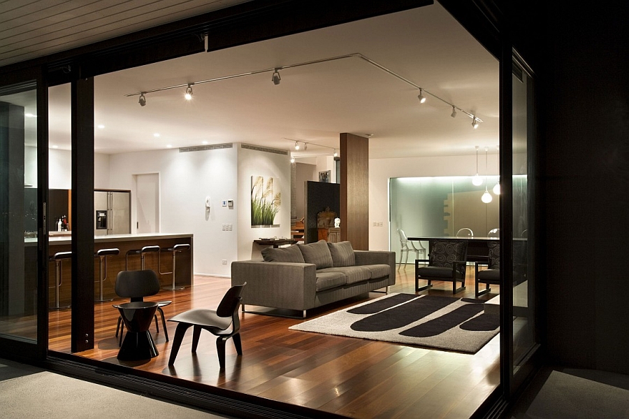 Spacious living room and kitchen in the New Zealand home