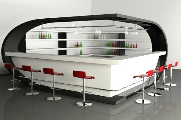 Stunning home bar with a futuristic motif