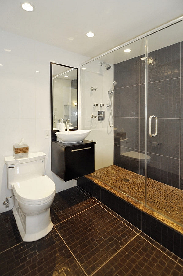 Stylish bathroom with glass shower enclosure