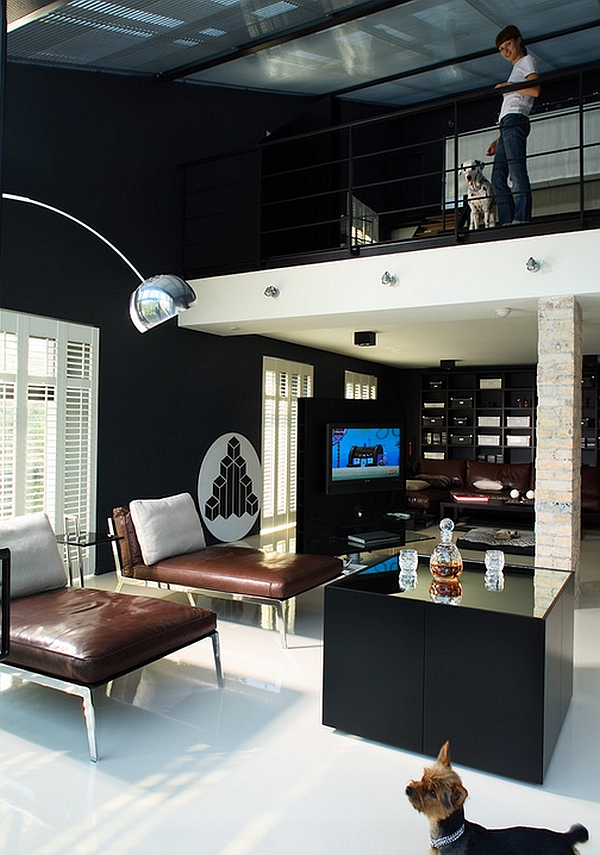 Stylish home with a black and white color scheme