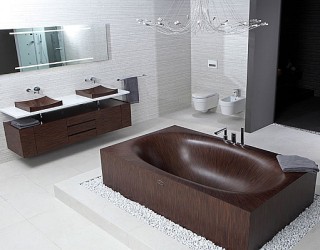 Luxurious And Dramatic Wooden Bathtubs Make A Bold Visual Statement