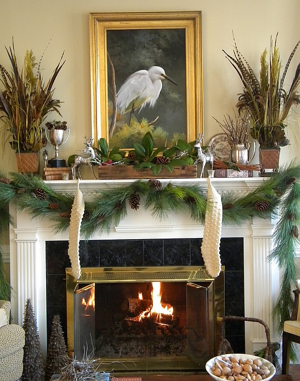 Unique woodland mantel for Christmas