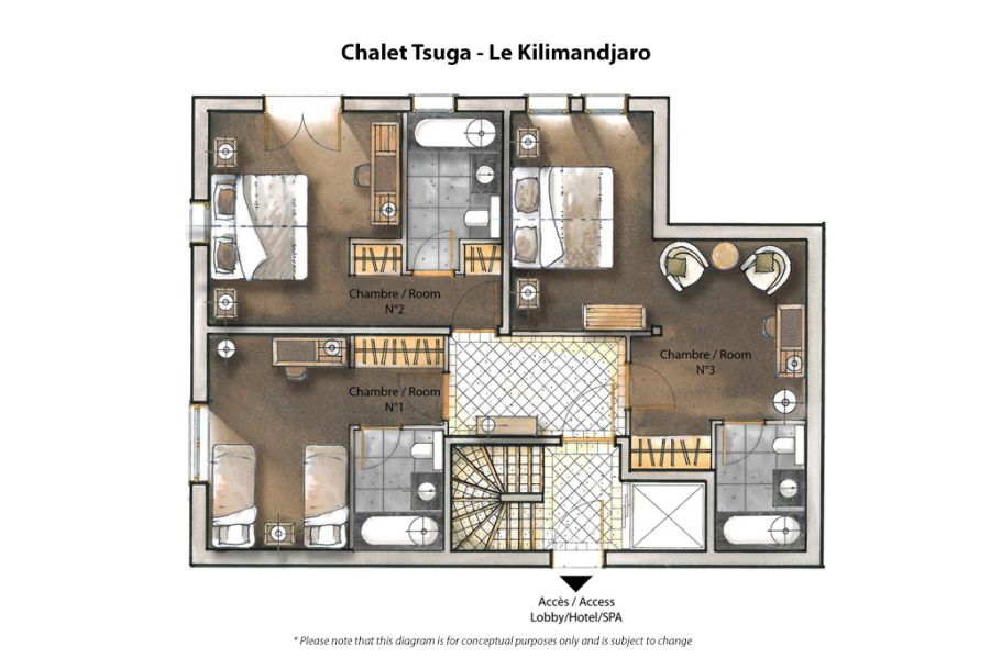 View of the second level floor plans