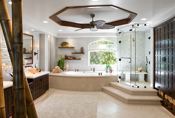 Vivacious Oriental theme in the Master Bath