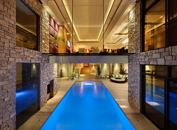 Walkway above the pool creates a cool visual