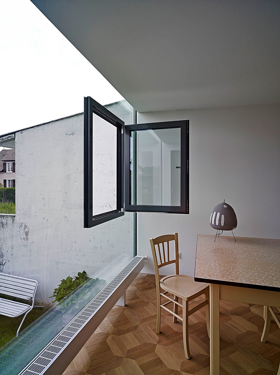 Window within a glass window for the dining room