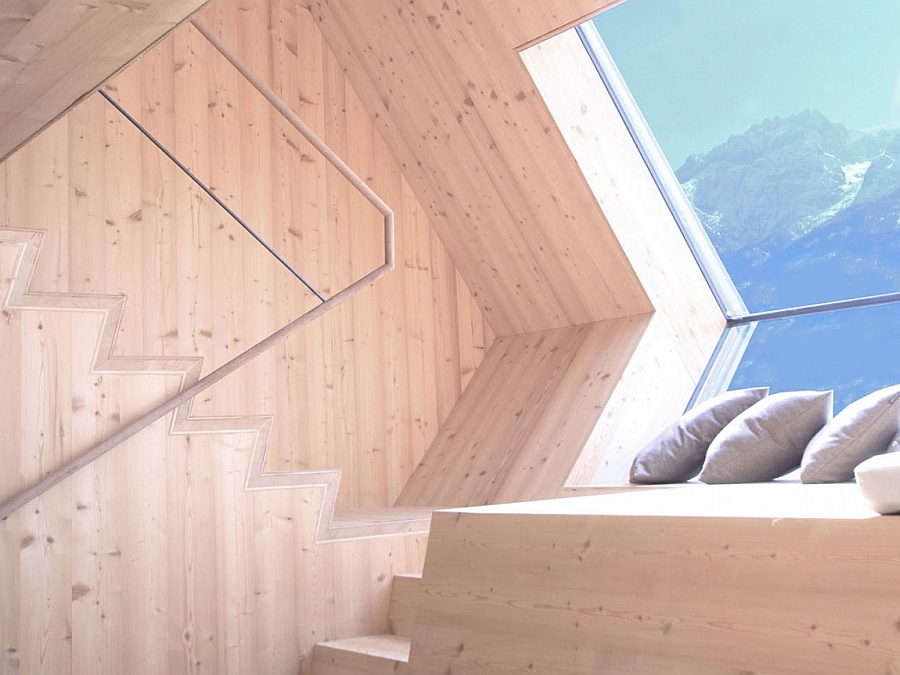 Wooden interior of the Austrian mountain cabin