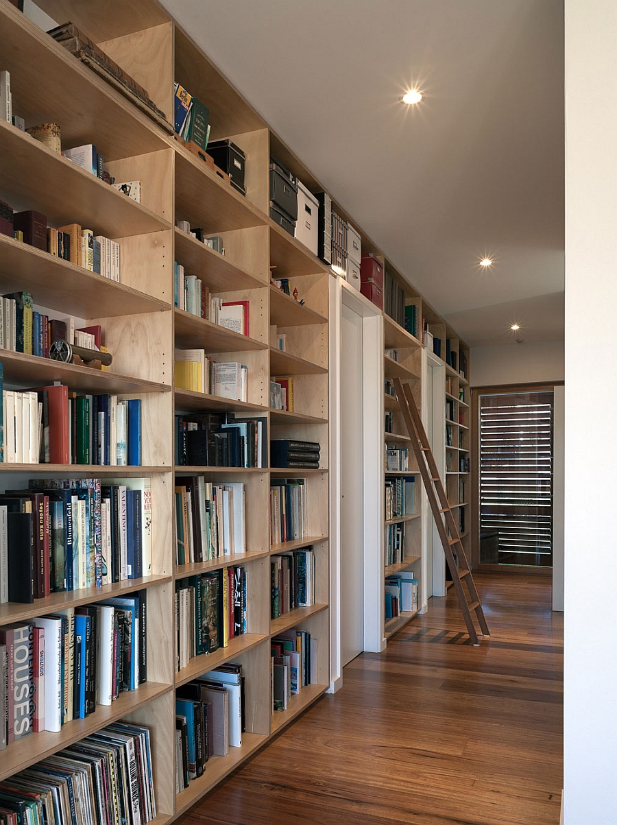 Wooden shelves for elegant home library