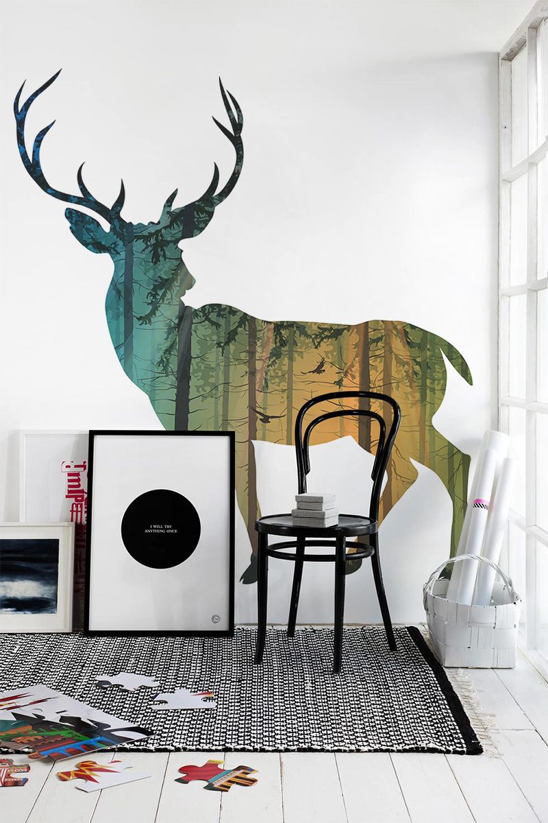 beautiful deer wall mural