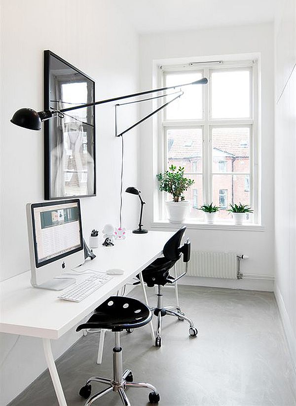 black and white home office design