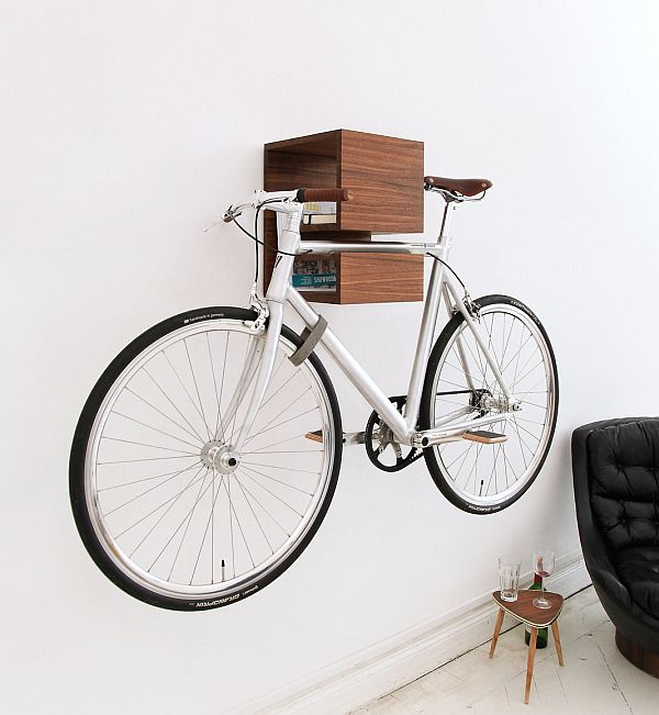 bookcase wall bike rack