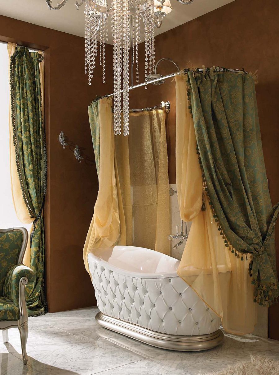 chic and elegant bathtub with fine italian leather