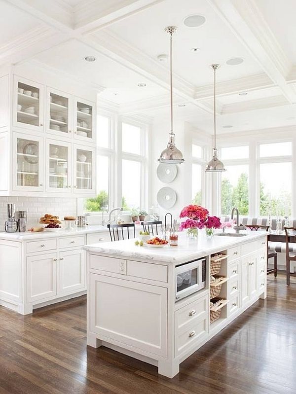 chic kitchen with a monochromatic white theme