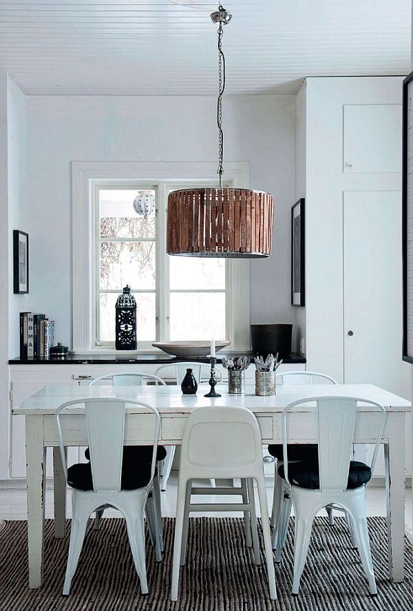 cottage style dining room in black and white