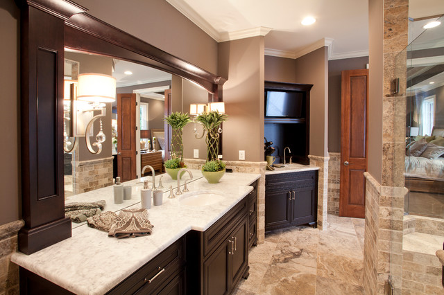 fancy traditional his and hers bathroom