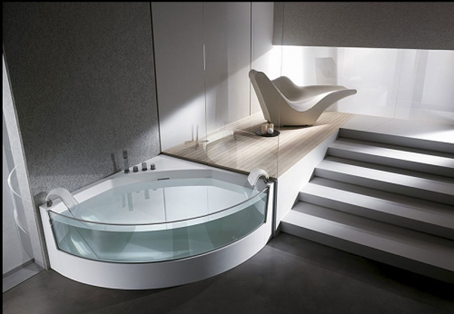 minimalist transparent bath tub