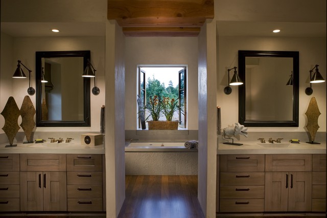 modern his and hers bathroom