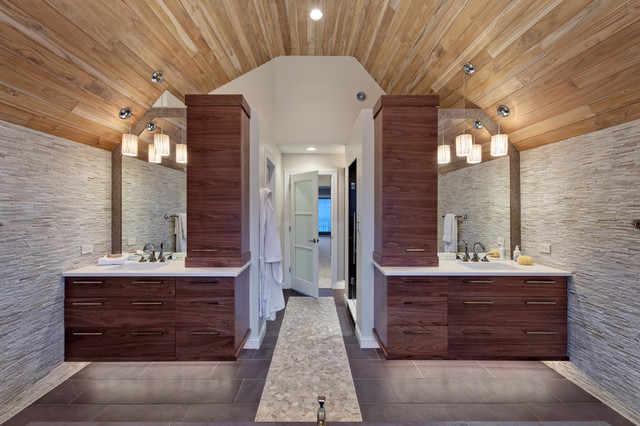 ultra contemporary bathroom for him and her