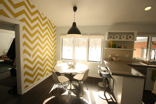 white and yellow chevron wall