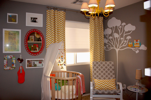 white and yellow kids room chevron curtains