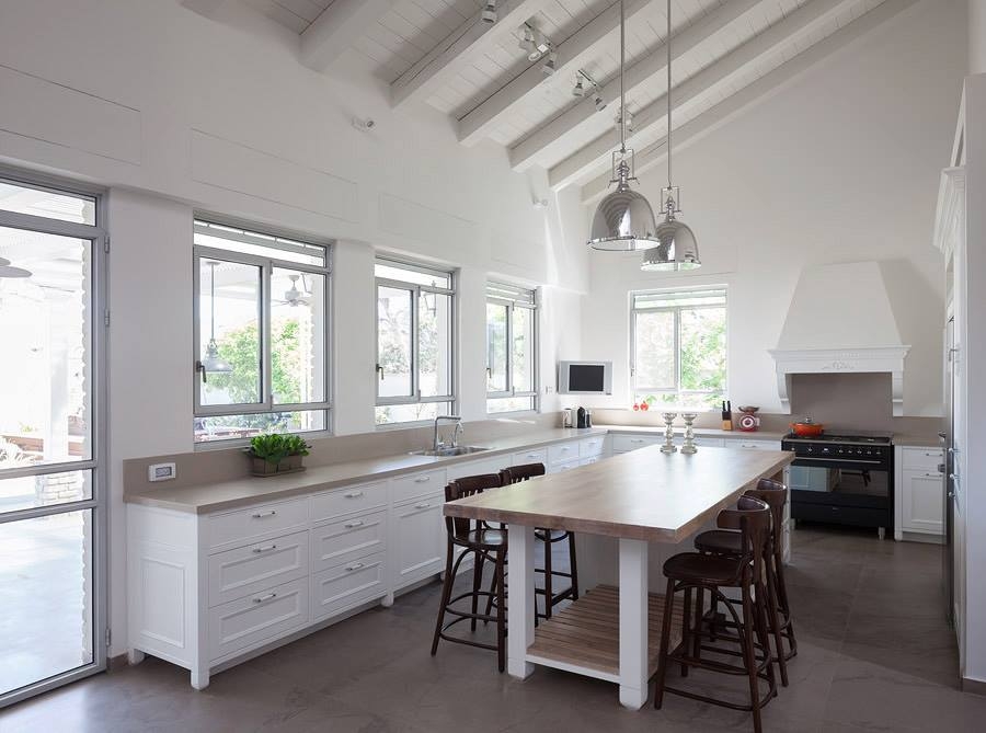 Beautiful kitchen with an island for serving