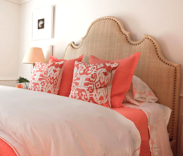 Bedroom featuring coral and sand tones