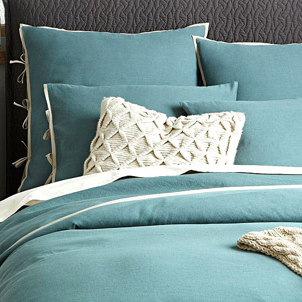 Blue linen bedding