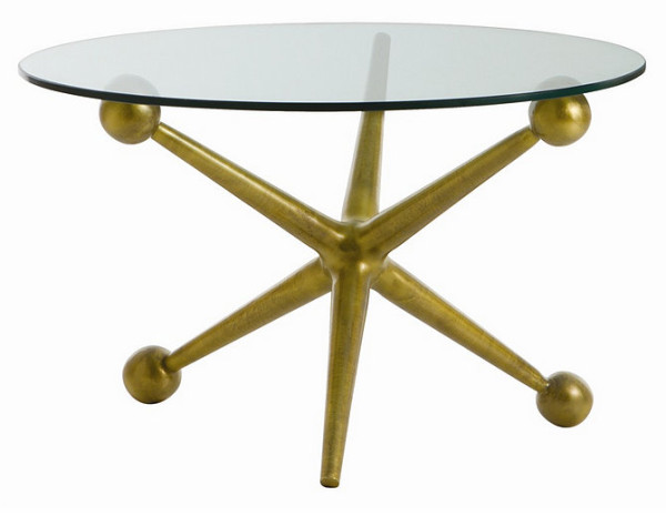 Brass and glass cocktail table