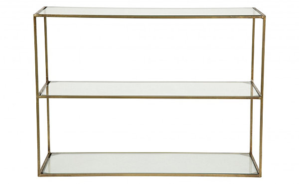 Brass and glass shelves