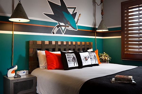 Brilliant ice hockey wall mural in the bedroom