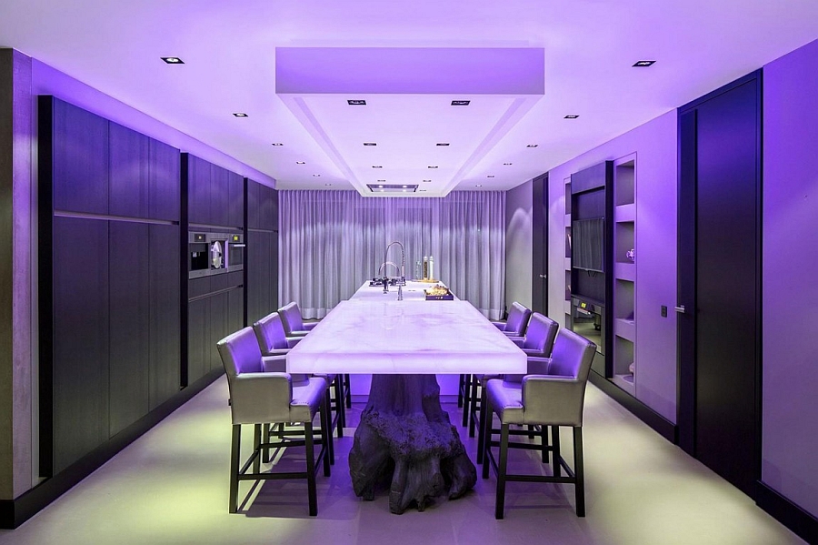 Brilliantly illuminated kitchen and dining room