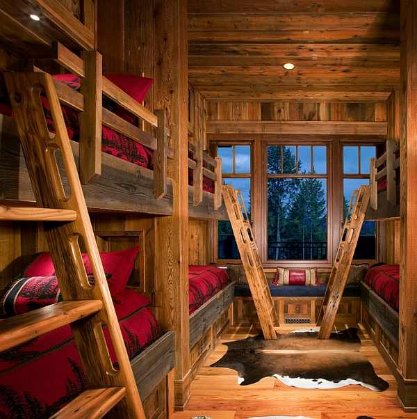 Bunk beds with a rustic cabin style