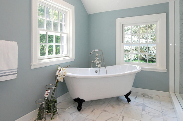 Claw foot tub with a subtle addition of contrasting color