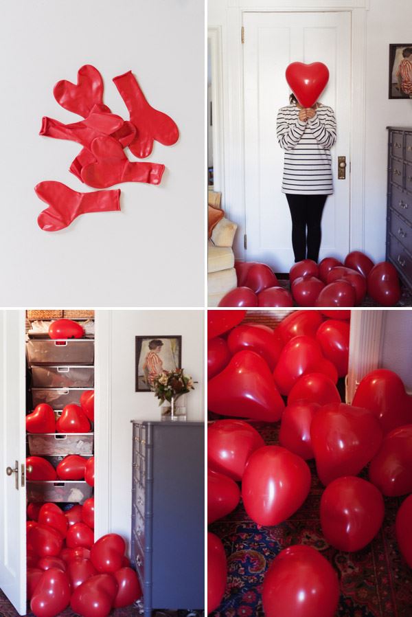 Closet full of heart balloons