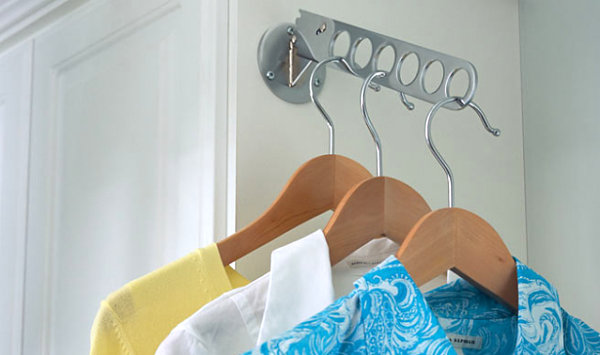 Clothes hanging space in a laundry room